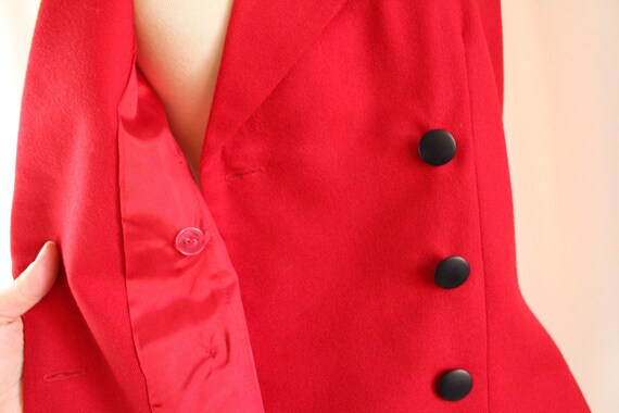 Vintage 90s Red Wool Suit Vest // Women’s L Large… - image 3