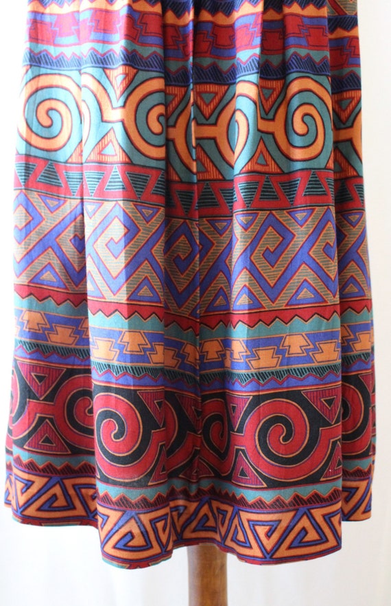 Vintage Midi Skirt 90s Tribal Print // Womens M M… - image 6