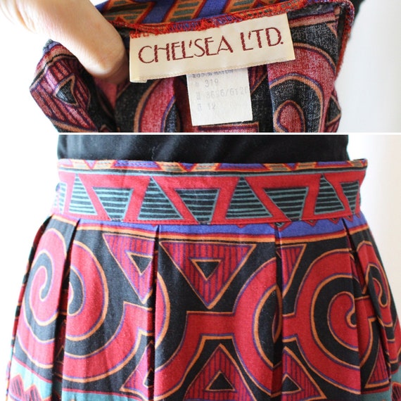 Vintage Midi Skirt 90s Tribal Print // Womens M M… - image 8