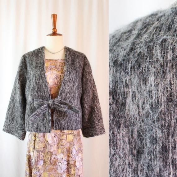 Vintage Mohair Wool Jacket 70s // Womens M Medium // Shrug Coat 