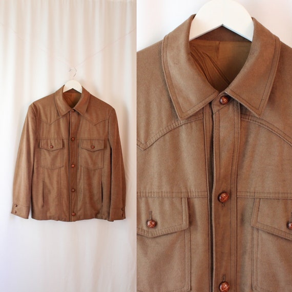 Vintage Western Brown Jacket // Mens L Large // F… - image 1