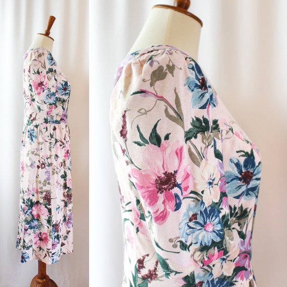 Vintage 80s Floral Print Dress // Women's S Small… - image 3