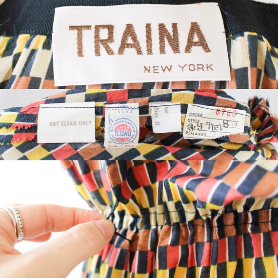 Vintage Teal Traina Dress 60s Print // Womens Sma… - image 10