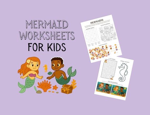 Mermaid Worksheets for Kids