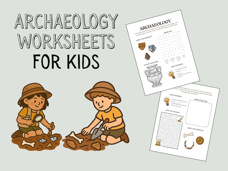 Artifact Activity Archaeology Worksheets for Kids: Excavation & Treasure STEM Activities ...