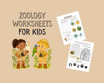 Zoologie Arbeitsblätter für Kinder | Tiere, Safari | Druckbare STEM & Montessori Aktivitäten | Lern-PDF für das Klassenzimmer, Homeschool Fun