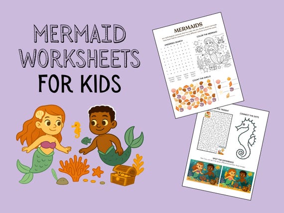 Mermaid Worksheets for Kids
