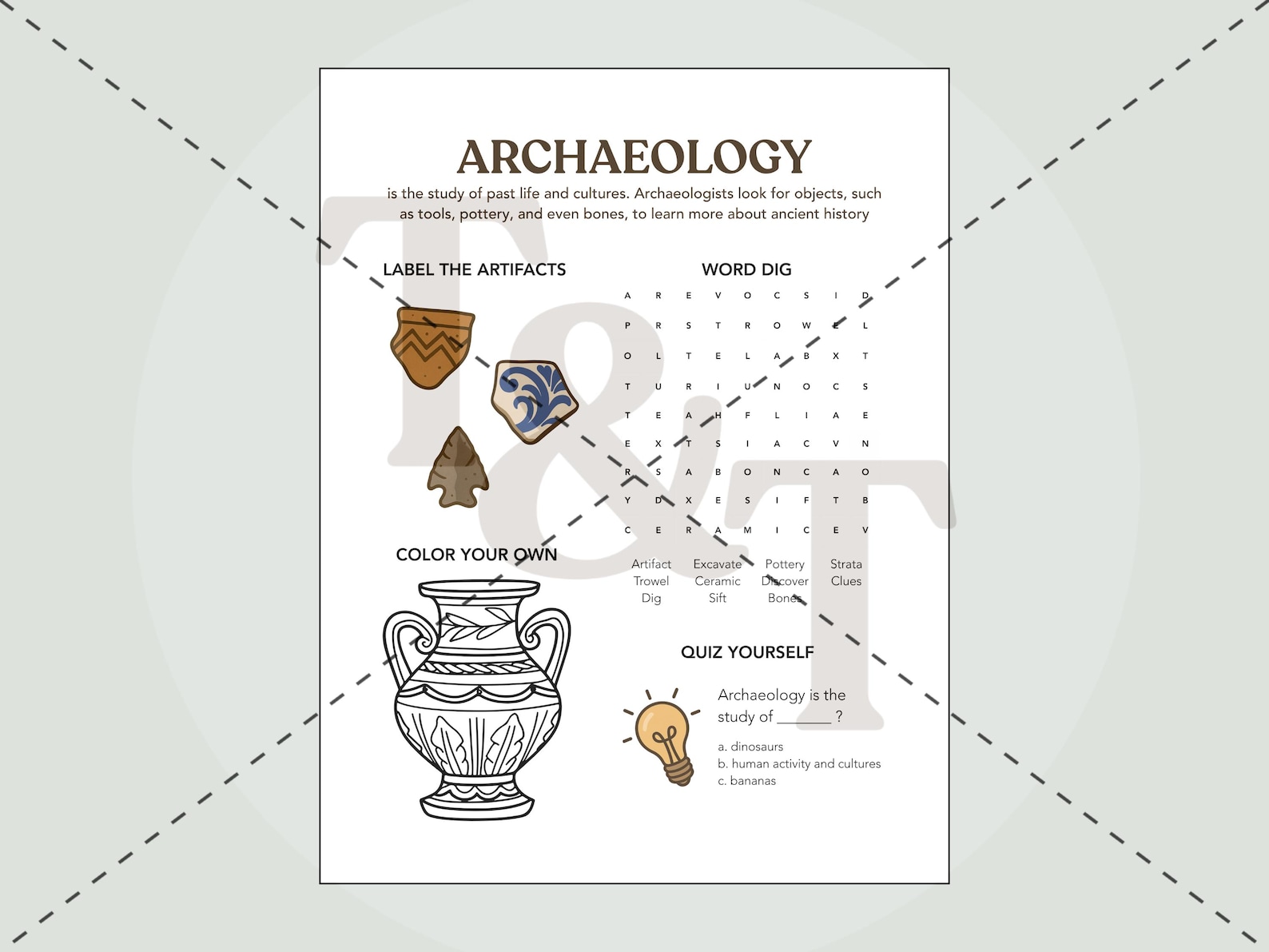 Archaeology Worksheets for Kids: Excavation & Treasure STEM Activities ...