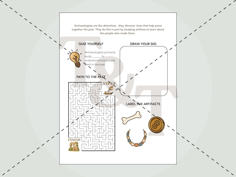 Artifact Activity Archaeology Worksheets for Kids: Excavation & Treasure STEM Activities ...