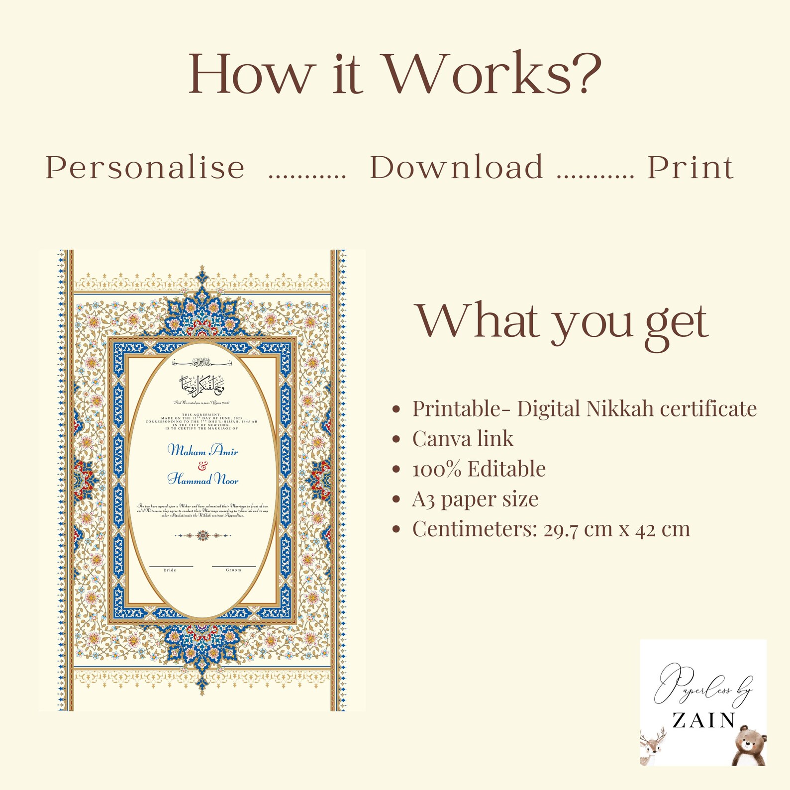 Editable Nikkahnama Template Islamic Marriage Contract in English