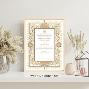 Contrato Nikkah elegante / Certificado de matrimonio islámico / Nikah Nama personalizado / Contrato de matrimonio musulmán / Imprimible