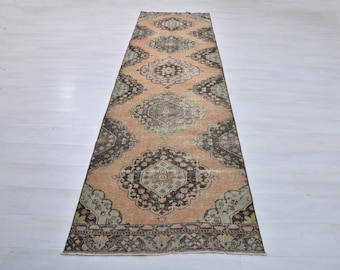 3x12 Vintage Turkish Wool Runner Rug, Hallway Entry Rug