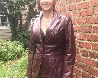 Vintage 80's Aigner Blazer Style Fitted Leather Jacket - Etsy