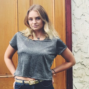 1970&#39;s vintage disco metalic cropped tshirt
