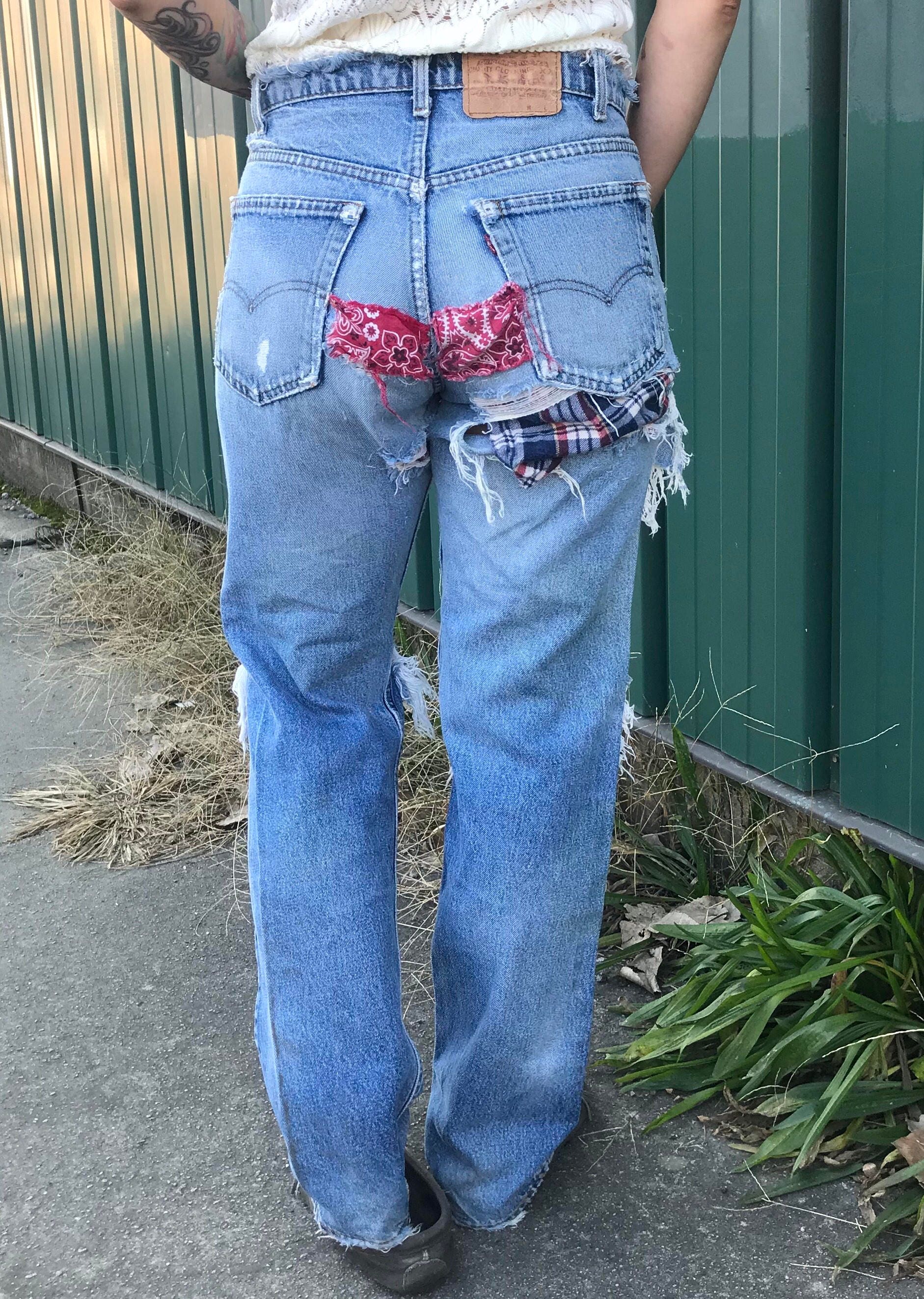 Destroyed and Patched 90's Vintage Levi's Jeans - Etsy
