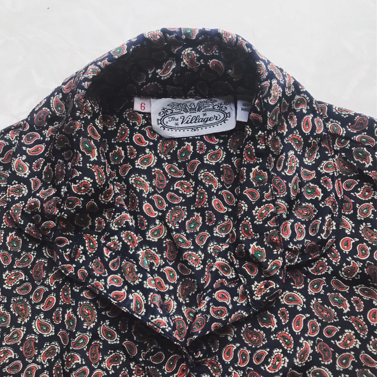 Vintage Villager Paisley Peter Pan Collar Blouse Size Small - Etsy