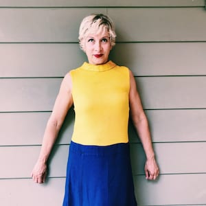 Vintage 1960&#39;s mod sleeveless color block dress with drop waist