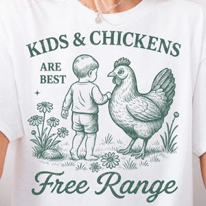 Vintage Farm Life PNG: Kids & Chickens Shirt Design (Digital Download, 5000x5000 px, 300 DPI