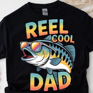 Conception de sublimation de papa cool de bobine, fichier numérique de papa de pêche drôle, poisson de basse PNG, clipart de chemise de fête des pères pour les papas en plein air Png.