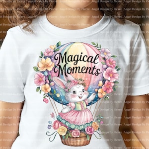 Entzückender Hase, süßer Hase im Ballon, blumig, einzigartig, hohe Qualität, digitale Kunst, hohe Qualität PNG, digitaler Download, Druck für T-Shirt, Tasse