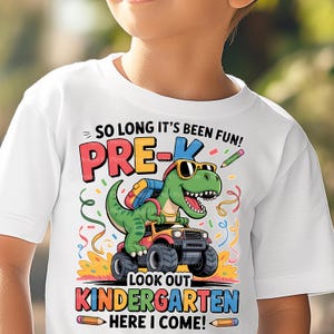 Até logo, foi divertido PRÉ-ESCOLA, Cuidado, jardim de infância, aí vou eu, Formatura png, Formatura infantil, Formatura de dinossauro, T-rex, Caminhão monstro.