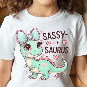 Sassy Dinosaur PNG | Cute Pastel Dino Girl with Bow | Sassy-saurus Clipart | Kawaii Dino Art for Kids | 300 DPI Digital Download.