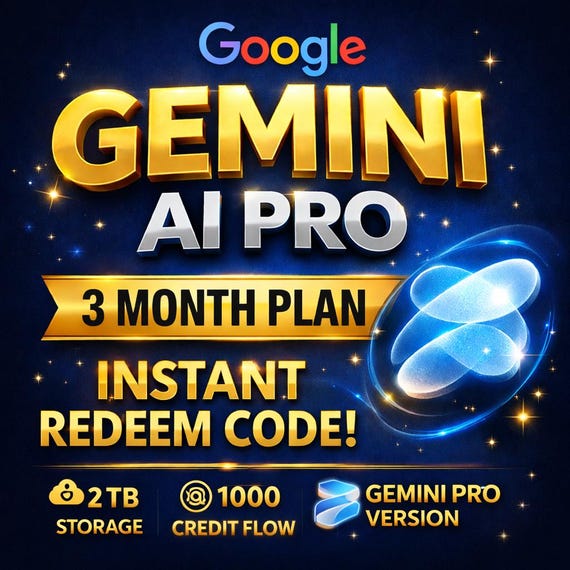 Gemini 3 Pro | 3 Month Subcription | Instant redeem code | gemini pro | 2tb storage | 1000 flow credits  | Notebook lm pro | Google AI pro