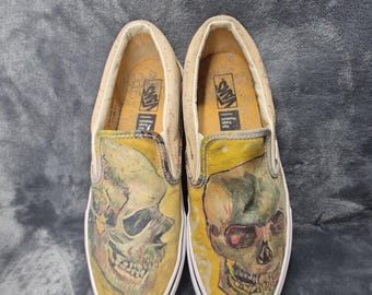 Zapatillas Vans Van Gogh Museum Skull Classic Slip-On Talla 9.0 para hombre Talla 10.5 para mujer