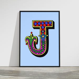 Stampa artistica da circo con la lettera "J"