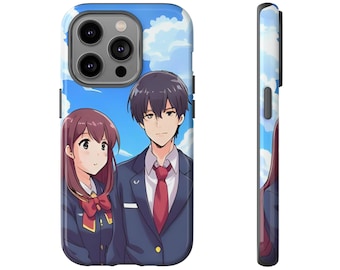 Anime School, Anime-Inspired Phone Case, Cute Couple Phone Cover, Tough Phone Shell, Aesthetic Cellphone Case, Gift for Anime Fans