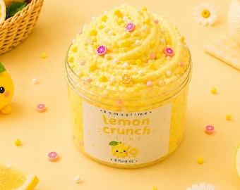 Citroencrunch Slime | Geparfumeerd licht knapperig slijm met kralen, glitter en bedels
