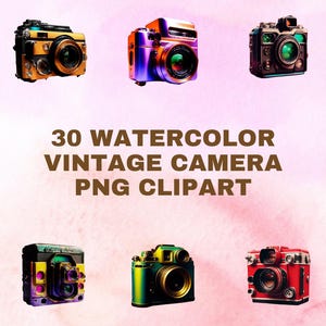 30 Akwarela Vintage Aparat PNG Clipart