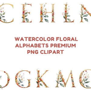 Alfabetos florales de acuarela PNG Clipart