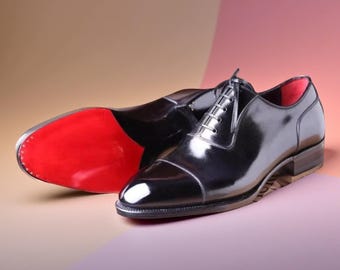 Zapatos Oxford de suela roja hechos a mano para negocios, personalizados o