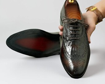 Handgemaakte leren oxford-schoenen: formele herentrouwschoenen