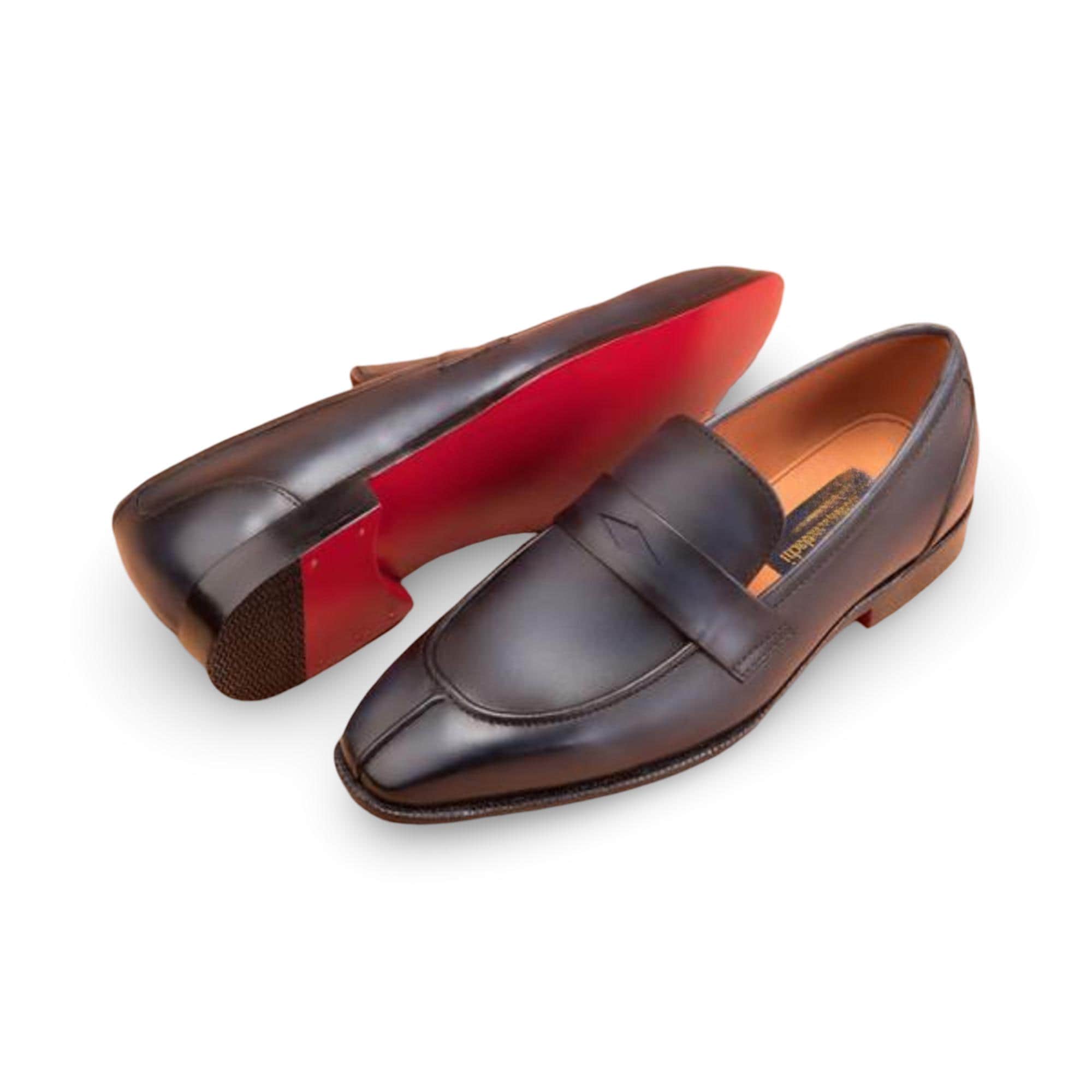 Handcrafted Leather Penny Loafers: Men's Formal Red Sole Dress