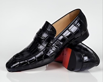 Zapatos Oxford de cuero hechos a mano: rojos y negros, para boda formal