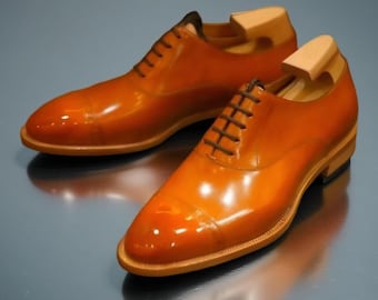 Handgemaakte leren Oxford-brogues: op maat gemaakte trouwschoenen