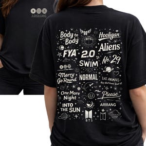 Spersonalizowana koszulka z nadrukiem BTS World Tour Arirang Swim Track, spersonalizowany T-shirt z koncertu Bangtan 2026 z gadżetami K-popowymi