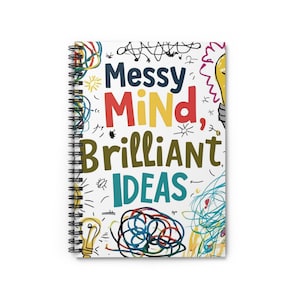 Colorful Spiral Notebook for Journaling, School Supplies, Gift for Writers, Creative Note-Taking, Messy Mind,Brilliant Ideas, spiral planner