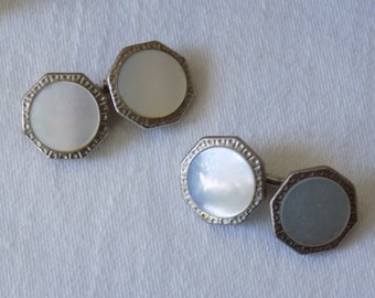 Vintage Cufflinks Lot of 17 Pairs Cuff Links double sided Mother of Pearl Plastic Novelty Metal Fabric Rhinestones
