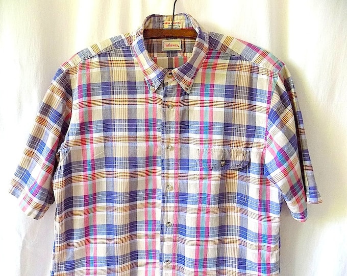 Vintage 1960s Madras Shirt Traditional Handwoven in India by Hathaway ...