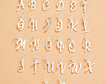925 Sterling Silver Letter Charm, Minimalist Initial Pendant, Jewelry Supplies