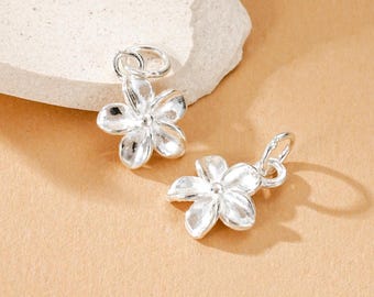 Sterling Silver Sakura Flower Charm, Floral Florette Pendant