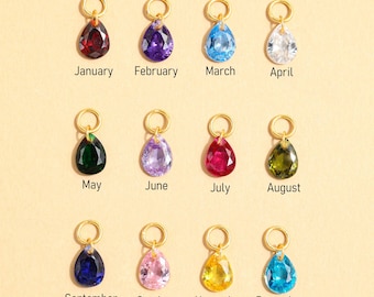 925 Sterling Silver Birthstone Charm, CZ Charm, Jewelry Making