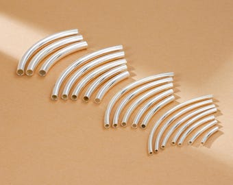 925 Sterling Silver Curve Tube Bead, Noodle Tube, Curve Tube Spacer, 1.5mm 2mm 2.5mm 3mm Curve Tube, Plain Tube, Tube for Jewelry