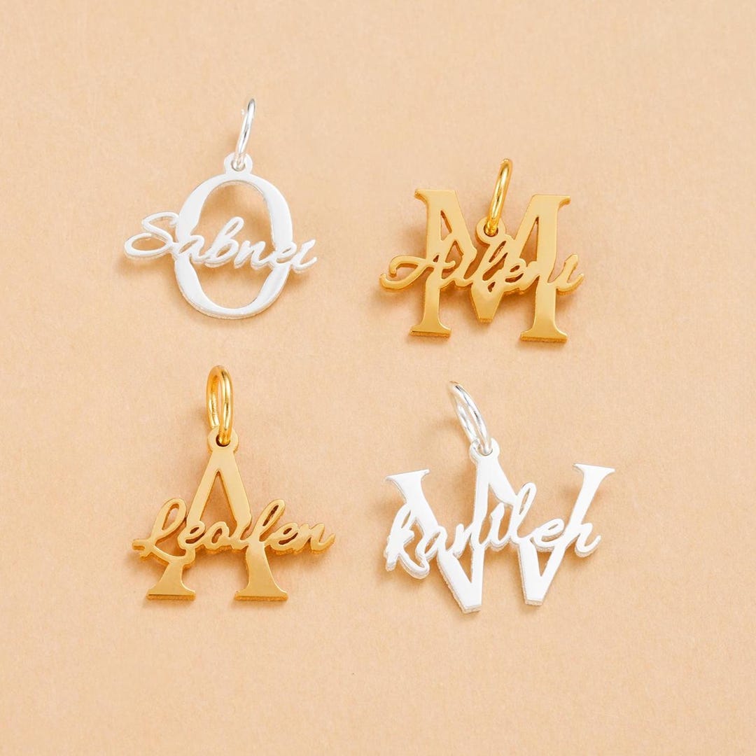 Custom Name Letter Charm, 925 Sterling Silver Alphabet Charm ...