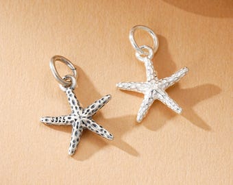 925 Sterling Silver Seastar Charm, Ocean Jewelry Findings