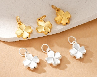 925 Sterling Silver Four Leaf Clover Charm, Lucky Clover Pendant, Jewelry Making