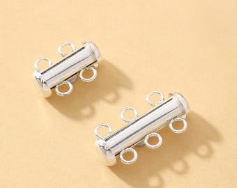 925 Sterling Silver Layered Detangler Clasp, Silver Clasp With 2 3 Strands, Slide Lock Clasp